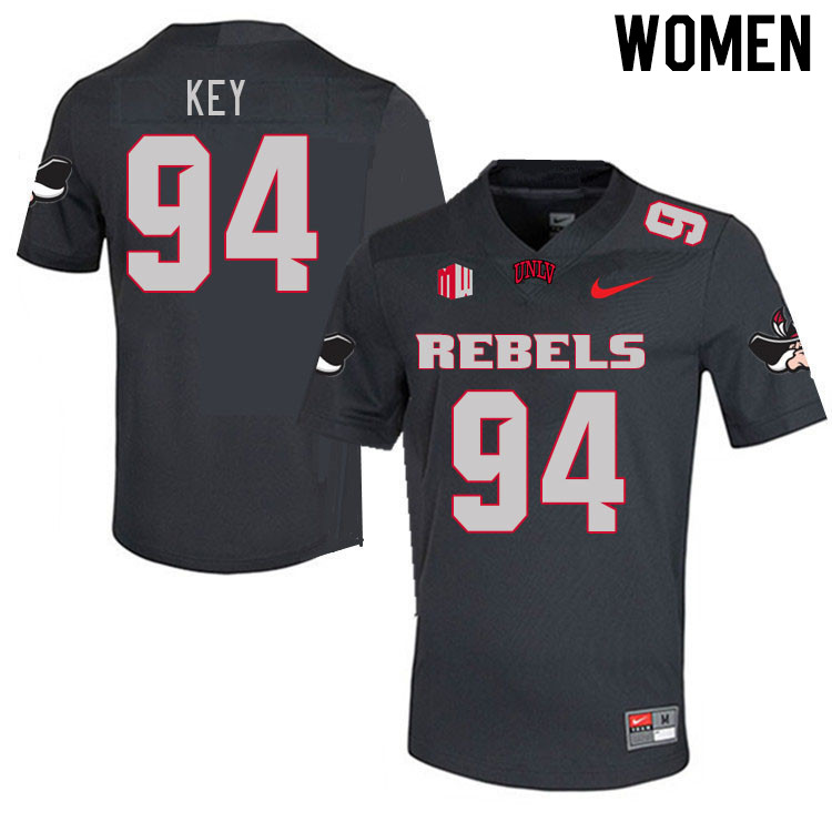 Women #94 Ben Key UNLV Rebels 2023 College Football Jerseys Stitched-Charcoal